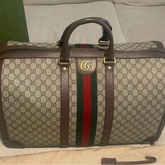 Gucci Brown and Green Men's Travel Bag - Picture 2 of 8